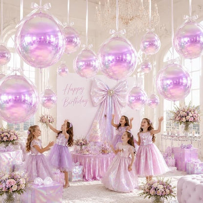 Iridescent Round Foil Balloons, Hanging Ceiling Balloons - Image 3