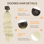 DOORES Human Hair Extensions Clip in Light Ash Brown to Ash Blonde, 150g 9pcs 14 Inch, Remy Straight Thick Hair