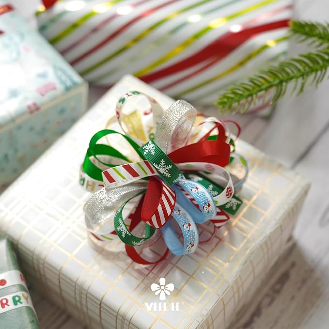 Christmas Ribbon 3/8 inch Thin Holiday Ribbon Set in Red, Xmas Wreath Decor - Image 8