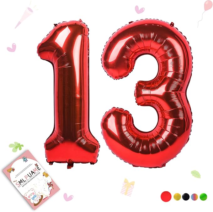 40 inch Number Balloon 0-9 Red Large Number 13 Balloons, Digital Balloons by Smlpuame