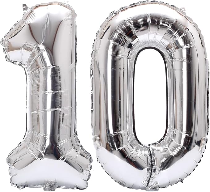Number 10 Balloon Foil Mylar Balloons by YPSelected