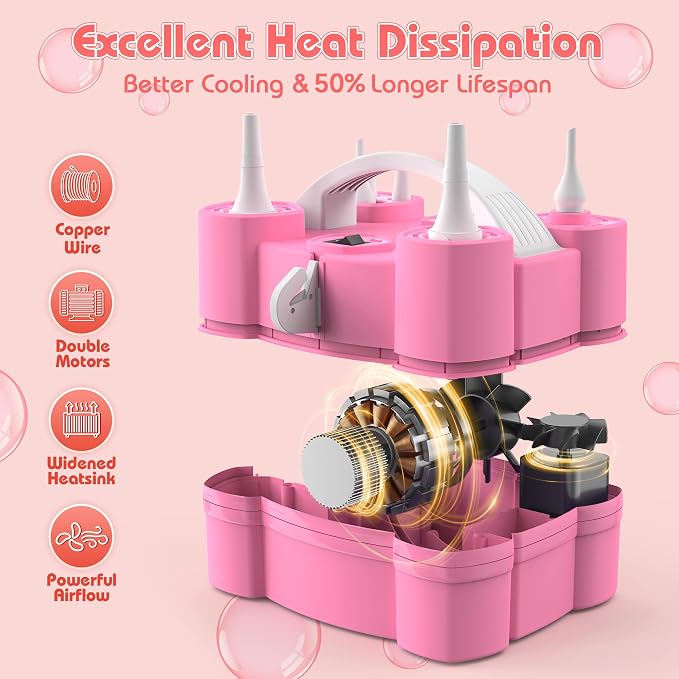 Balloon Pump, Triple Nozzles for 260q Foil Latex Mylar Balloon, 3-in-1 | - Image 4