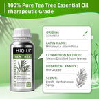 HIQILI Tea Tree Oil for Skin, Hair Restoration, Added to Shampoo, Body Wash, Foot Soak Use - 16 Fl Oz