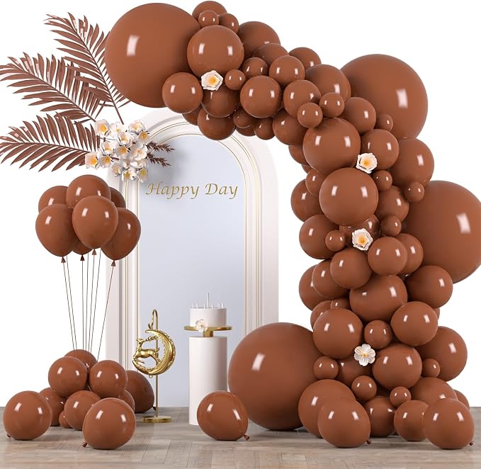 Voircoloria 130pcs Coffee Brown Balloons Garland Arch Kit, 18 12 10 5 Inch | by Voircoloria