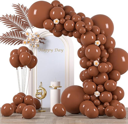 Voircoloria 130pcs Coffee Brown Balloons Garland Arch Kit, 18 12 10 5 Inch | by Voircoloria