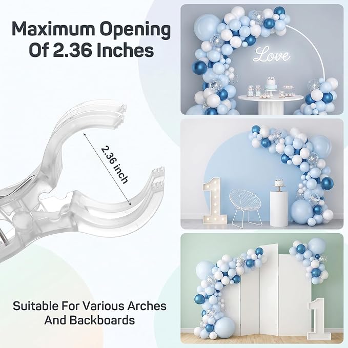 5 Pack Large Balloon Arch Clips, 3.5 Inch Clear Plastic Spring Clamps - Image 4
