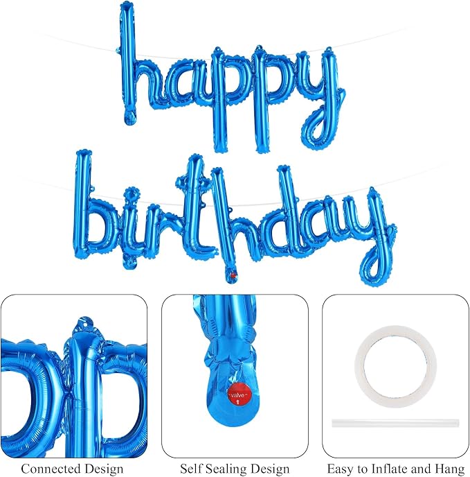 Happy Birthday Balloons Banner Foil Letters Balloons Connected, Personalized - Image 6
