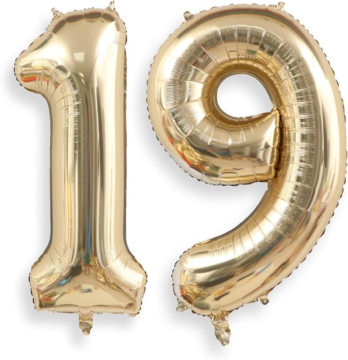 AULE 40 Inch Light Gold 19 Balloon Number Foil 0-9 Birthday Big Numbers | by AULE