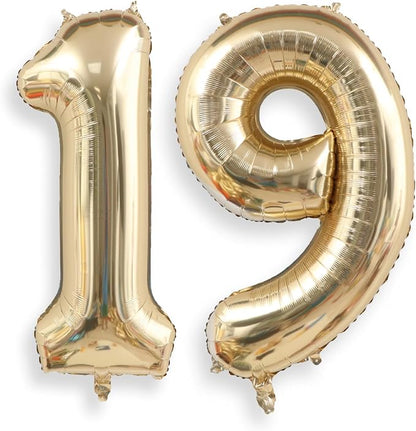 AULE 40 Inch Light Gold 19 Balloon Number Foil 0-9 Birthday Big Numbers | by AULE
