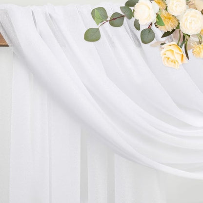 White Wedding Arch Draping Fabric Backdrop Drapes Sheer 2 Panels | 28.7"x20FT - Image 6