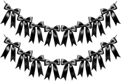 2 Strings of 16PCS Black Bow Garlands Banner Decoration, Pre-Strung Satin by Unknown