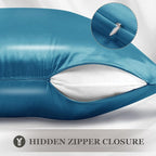 Adubor 100% Silk Pillowcase - Mulberry Silk Pillow Cases, 23 Momme 6A Grade Fibers, Silk Pillow Case for Hair and Skin Health, with Hidden Zipper (King 20''×36'', Peacock Blue, 1PC)