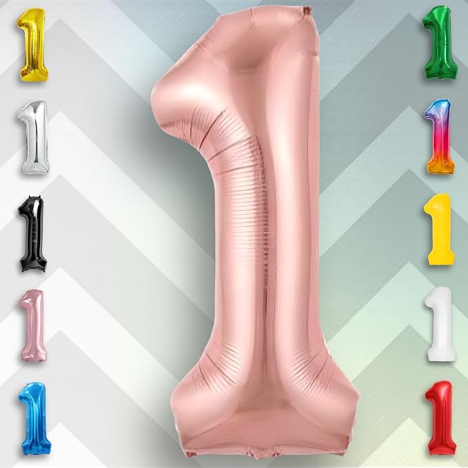 Rose Gold Number Balloon 1 Mylar Foil Balloons 40 inch - Image 5