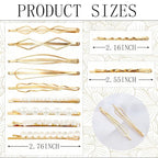 18 PCS Gold Geometric Elegant Barrette Pearls Hair Clamps Styling Fancy Women Girls Preppy Hair Clips Bridal Minimalist Bobby Pins Dainty
