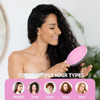 Boar Bristles Hair Brush for Women and Men, Detangling Hair Brush for Smoothing Massage Add Shine, Nylon&Boar Bristles Detangler brush for Hair Healthy (1 Pcs-Pink&White)