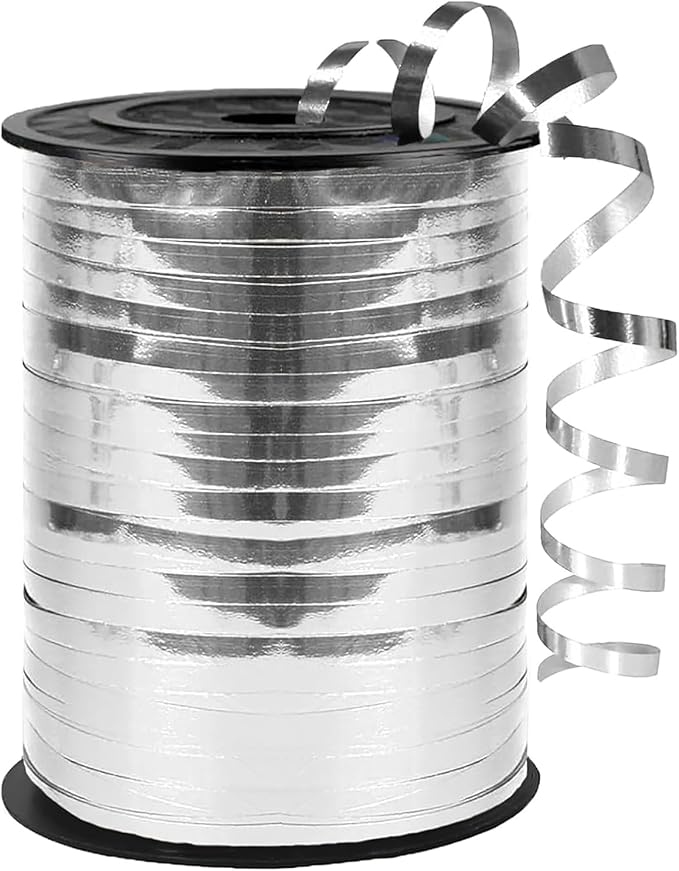 Premium Silver Curling Ribbon, 1/5" Wide x 500 Yards, by WFAUIBR