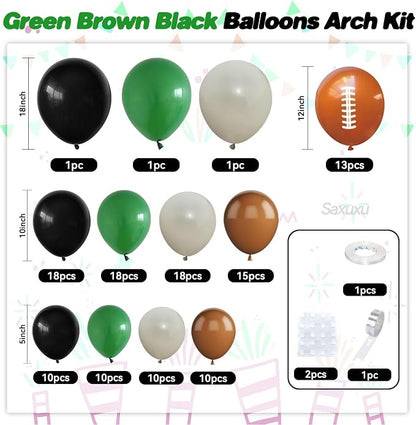 Football Balloon Arch Kit, Football Print Balloon Dark Green Brown White - Image 2