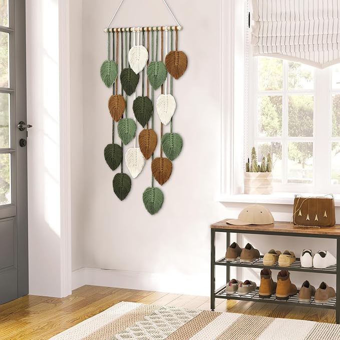 Vertical Macrame Wall Hanging Boho Home Decor Long Narrow Chic Wall Art | - Image 3