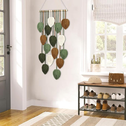 Vertical Macrame Wall Hanging Boho Home Decor Long Narrow Chic Wall Art | - Image 3