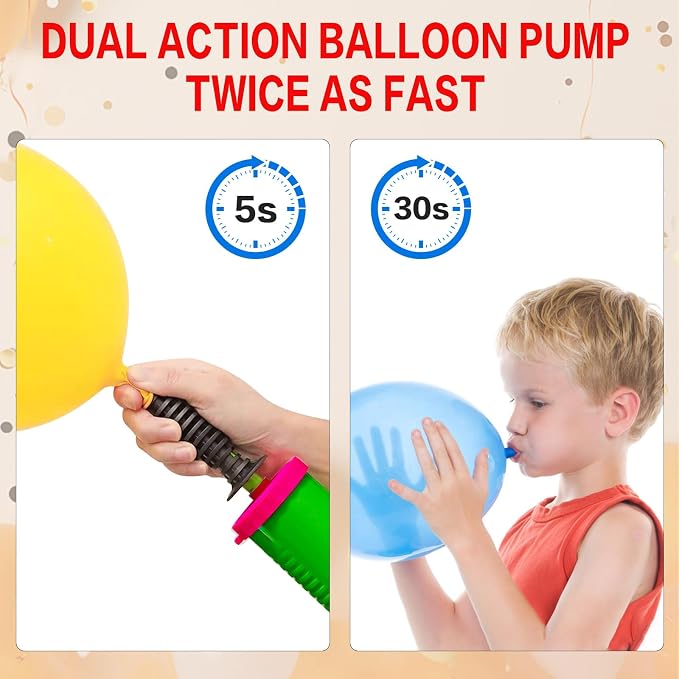 Balloon Pump Hand Held with 100pcs 260 Rainbow Balloons – Two Way Dual Action - Image 4