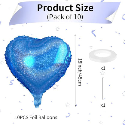 Biapian Dark Blue Heart Balloons, 18inch Love Foil Balloons Helium - Image 2