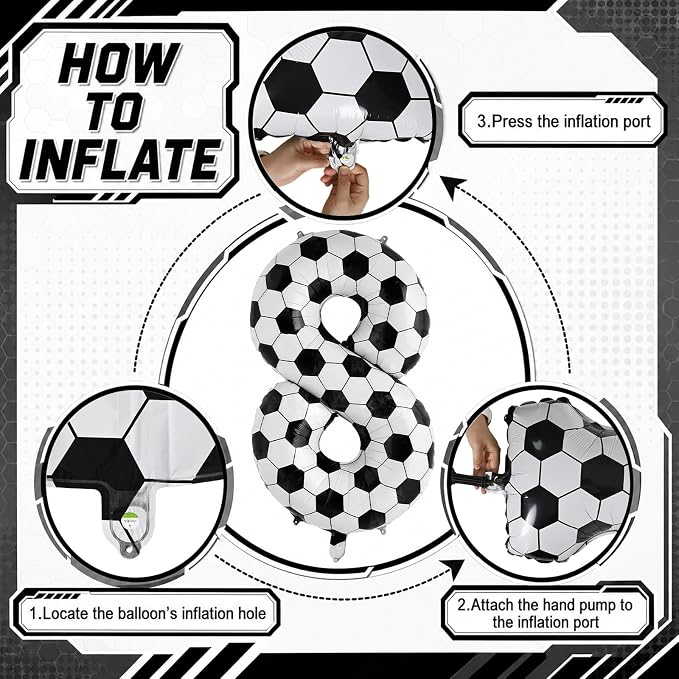 Soccer 8 Balloon Number, 40 Inch Soccer Number 8 Foil Balloon - Image 8