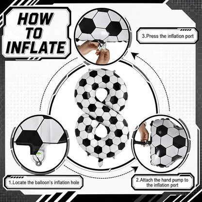 Soccer 8 Balloon Number, 40 Inch Soccer Number 8 Foil Balloon - Image 8