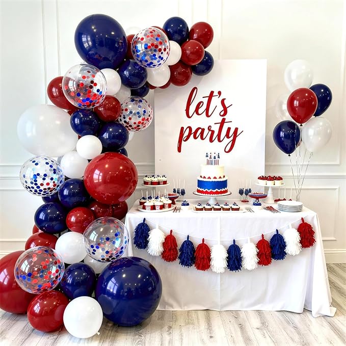 Red White Blue Balloon Arch Kit, Different Size | Latex Balloon by Unknown