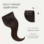 Luxy 100% Remy Human Hair – Halo Clip-In Hair Extensions –Natural Looking Volume & Length - One-Piece - Easy 5-Min Application 180 grams 20" Off Black Balayage