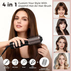slopehill Mini Travel Dual Voltage Hair Dryer Brush,1000 Watts Hot Air Brush with European Plug, Ionic Hair Dryer and Styler for Women, Oval Barrel 2 Heat & 2 Speed Settings for International Travel
