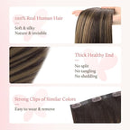 DOORES Clip in Hair Extensions Set 18 Inch 120g, 4pcs Invisi Edge Clip ins and 3pcs Classic Seamless Clip ins, Injected Virgin Real Human Hair Extensions Natural Invisible Straight, #(T2/6) P2
