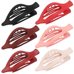 Flat Hair Clips for Women - 6 PCS French Flat Claw Clips Medium Hair Clips for Girls Large Hair Claw Clips for Thick or Thin Hair Strong Hold No Slip Hair Accessories for women (Red)