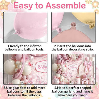 Pearl Pink Balloon Arch Kit, Double Stuffed Pearl Pink Sand White Balloons - Image 7