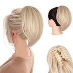 Clip on Ponytails for Women - 10 Inch Short Ponytail Extension, Straight Pony Tails Hair Extensions, Synthetic Hair Extensions Ponytail, Clip in Ponytail (Color: Beige)