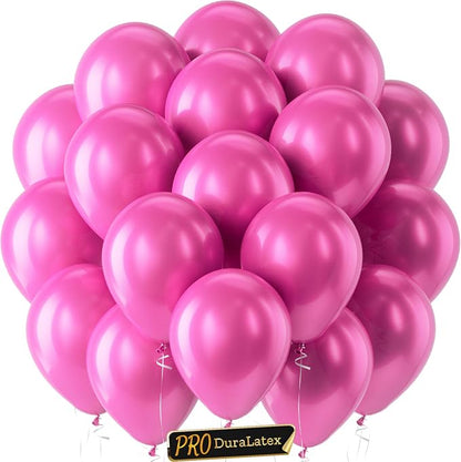 Pro Duralatex Pearl Hot Pink Extra-Thick Balloons 120 Pack 10 inch | Magenta by Bezente