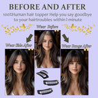 Hair Toppers for Women Real Human Hair, 360°3D Topper for Women with Thinning Crown Wispy Clip in Bangs Breathable Hand Tied Craft Big Coverage Hairpieces(Mocha（Big Coverage）, 12 Inch-3D-Wispy)