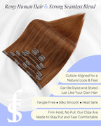 Full Shine Ginger Clip in Hair Extensions 20 Inch Ginger Human Hair Extensions Clip ins for Festivals for Volume for Highlights 150 G 7 Pcs