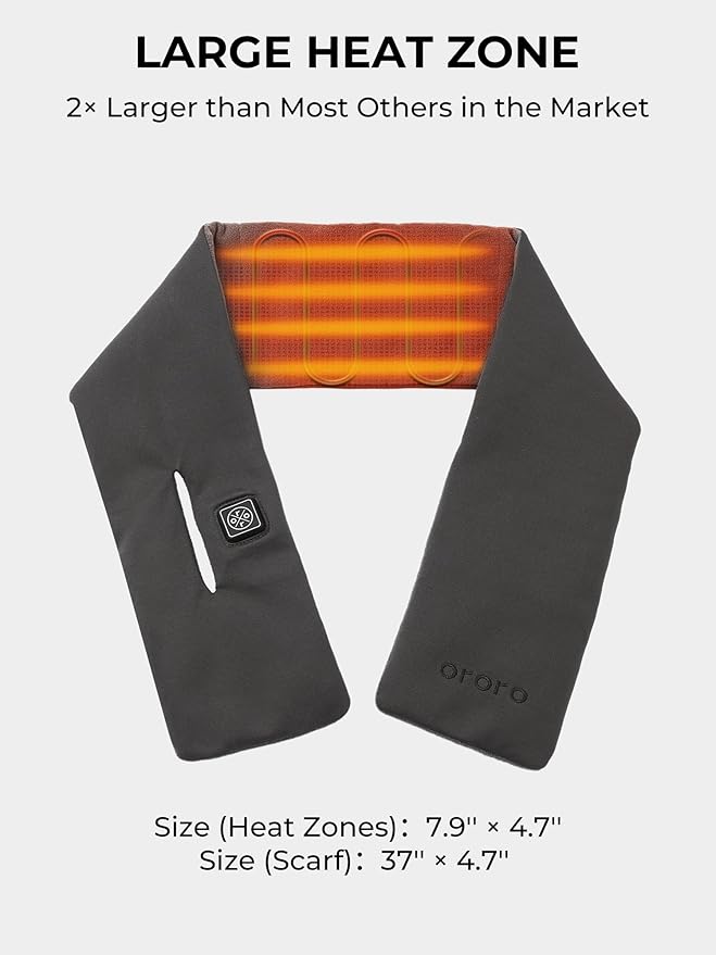 ORORO Heated Scarf, Up to 12 Hours of Warmth, Heated Neck Warmer with Rechargeable Battery