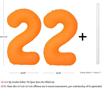 Orange Birthday Number 22 Balloon 40IN Fluorescent Orange 22 Balloon | - Image 2