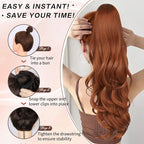 Ponytail Extension, Drawstring Ponytail Extension for Women 26 Inch Long Wavy Pony Tails Hair Extensions Synthetic Clip in Ponytail Hairpiece for Women(350#)