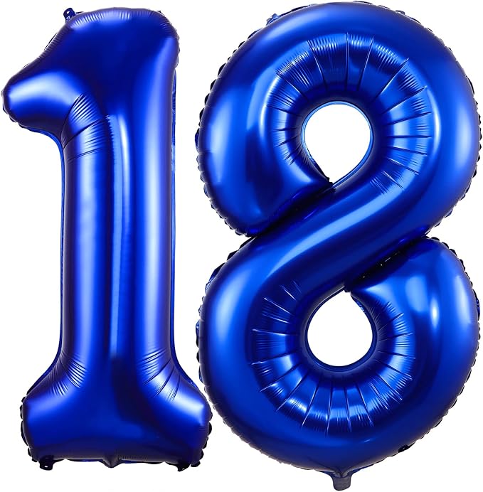 Navy Blue 18 Balloon Numbers, 40 Inch Dark Blue 18 or 81 Birthday Balloons by BBPOOL