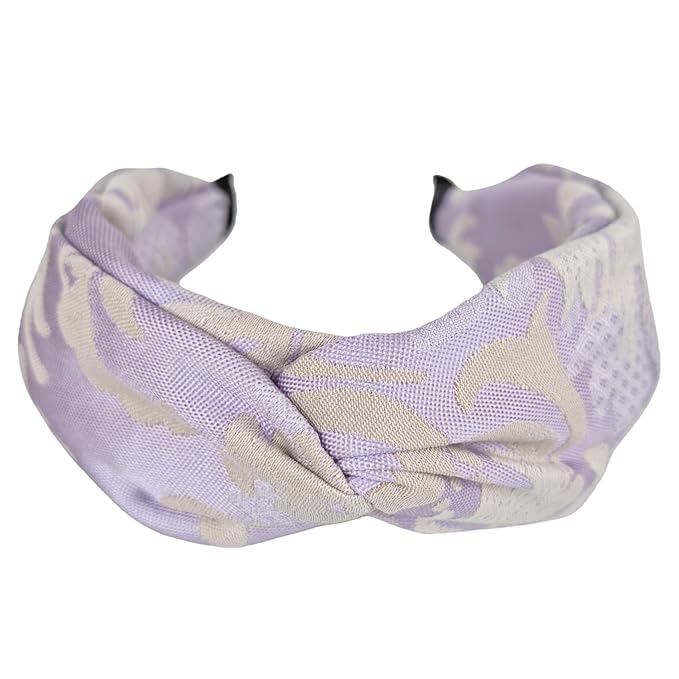 Prodaylab Twist Knotted Headbands for Women Trendy Fabric Embroidery Hair Elastics Wide Hair Bands Soft Non Slip Accessories Hairband for Girls (Arabesque)