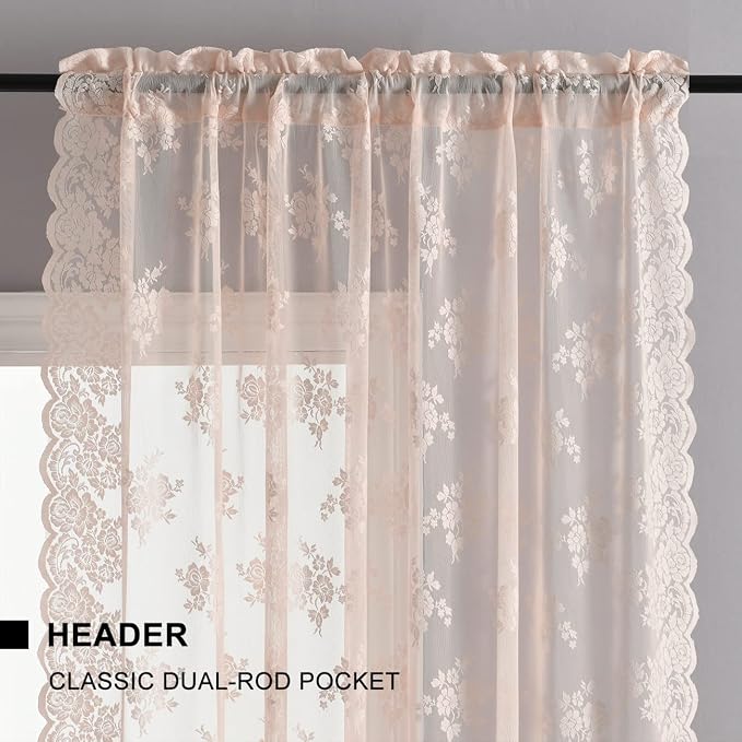 Kotile Blush Pink Sheer Curtains - Image 4