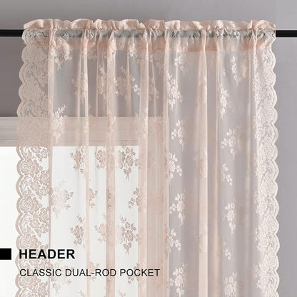 Kotile Blush Pink Sheer Curtains - Image 4