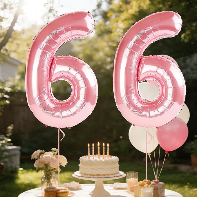 40 Inch Number 66 Balloons for 66th Birthday Party Decorations, 0-100 Jewelry - Image 3
