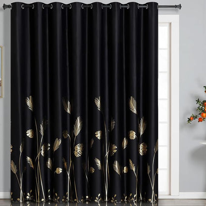 Wide Blackout Curtain for Sliding Door 100W x 108L Inch Thermal Insulated by ESTELARTEXTILER