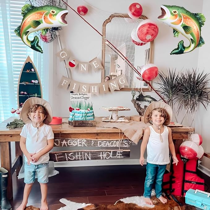 Rainbow Trout Fish Balloons for O-fishally One Fishing Themed Party Decor | - Image 8