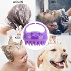 BTYMS Silicone Scalp Scrubber Hair Shampoo Brush, Head Scrubber Hair Wash Brush Cleansing Dandruff Brush - Purple