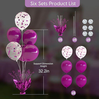 Purple Balloon Table Centerpiece Kit, 6 Sets Purple Balloon Stands - Image 4