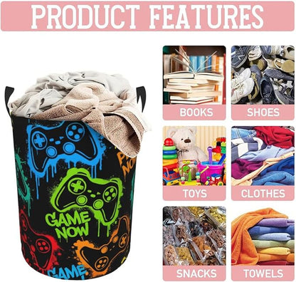 Colorful Silhouettes Game Joystick Laundry Hamper Bag - Image 8